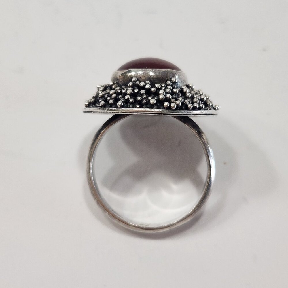 Unique Round Carnelian Stone With Multiple Sterli… - image 4